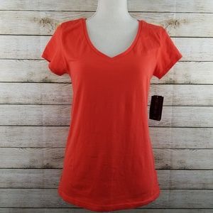 Energie Bright Orange V-Neck Tee Shirt XL